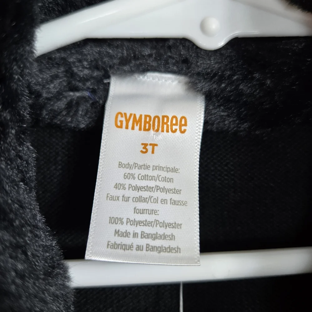 Gymboree Girl Black All Dressed Up Long Sleeve Faux Fur Dressy Knit Shrug 3T NWT